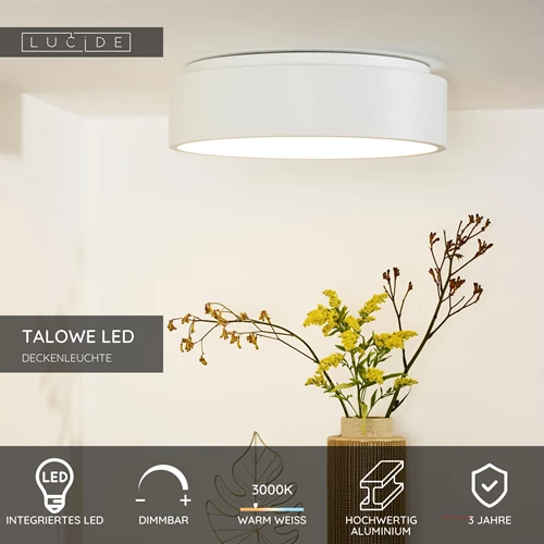 Lucide TALOWE LED - Deckenleuchte - Ø 45,5 cm - LED Dim. - 1x30W 3000K - Weiß - USP